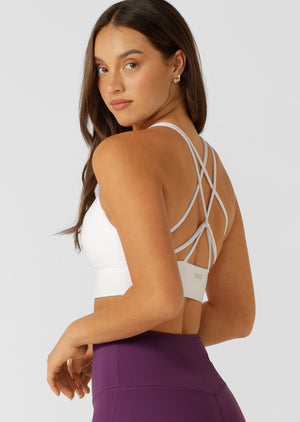 Lorna Jane Lotus Longline Sports Bra - Recycled White