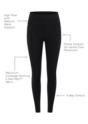 Lorna Jane Amy Phone Pocket Tech Ankle Biter Leggings - Black
