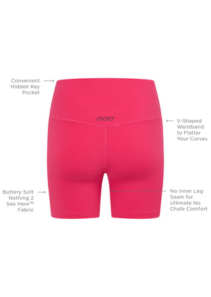 Lorna Jane Lotus No Chafe 16cm Bike Shorts - Neon Raspberry