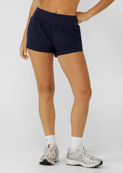 Lorna Jane Amy Stretch & Stride Pocket Run Shorts - French Navy