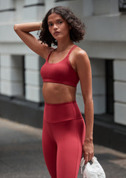 Lorna Jane Lotus Cropped Sports Bra - Dark Red