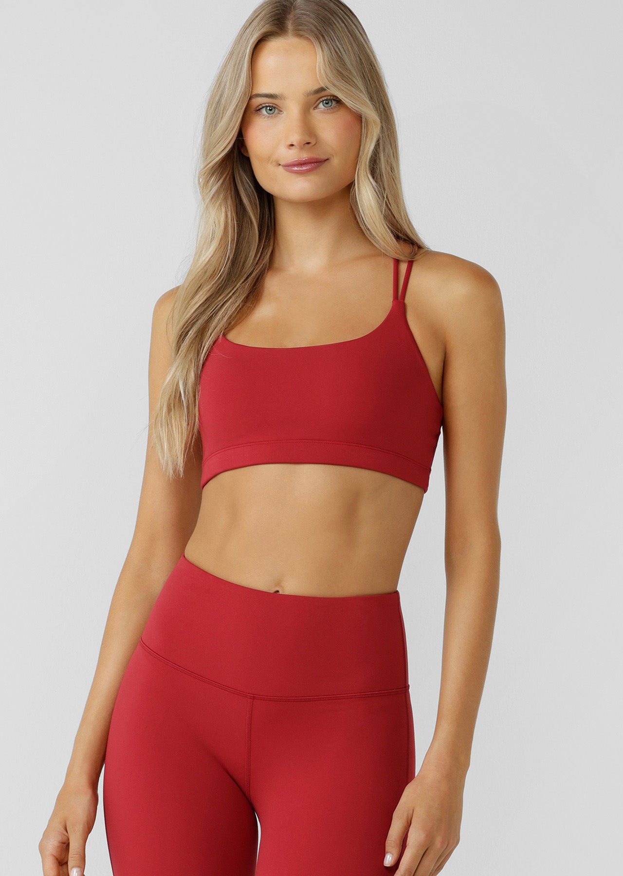 Lorna Jane Lotus Cropped Sports Bra - Dark Red