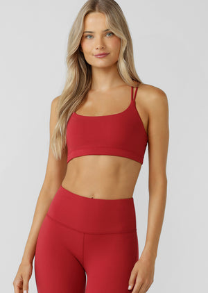 Lorna Jane Lotus Cropped Sports Bra - Dark Red