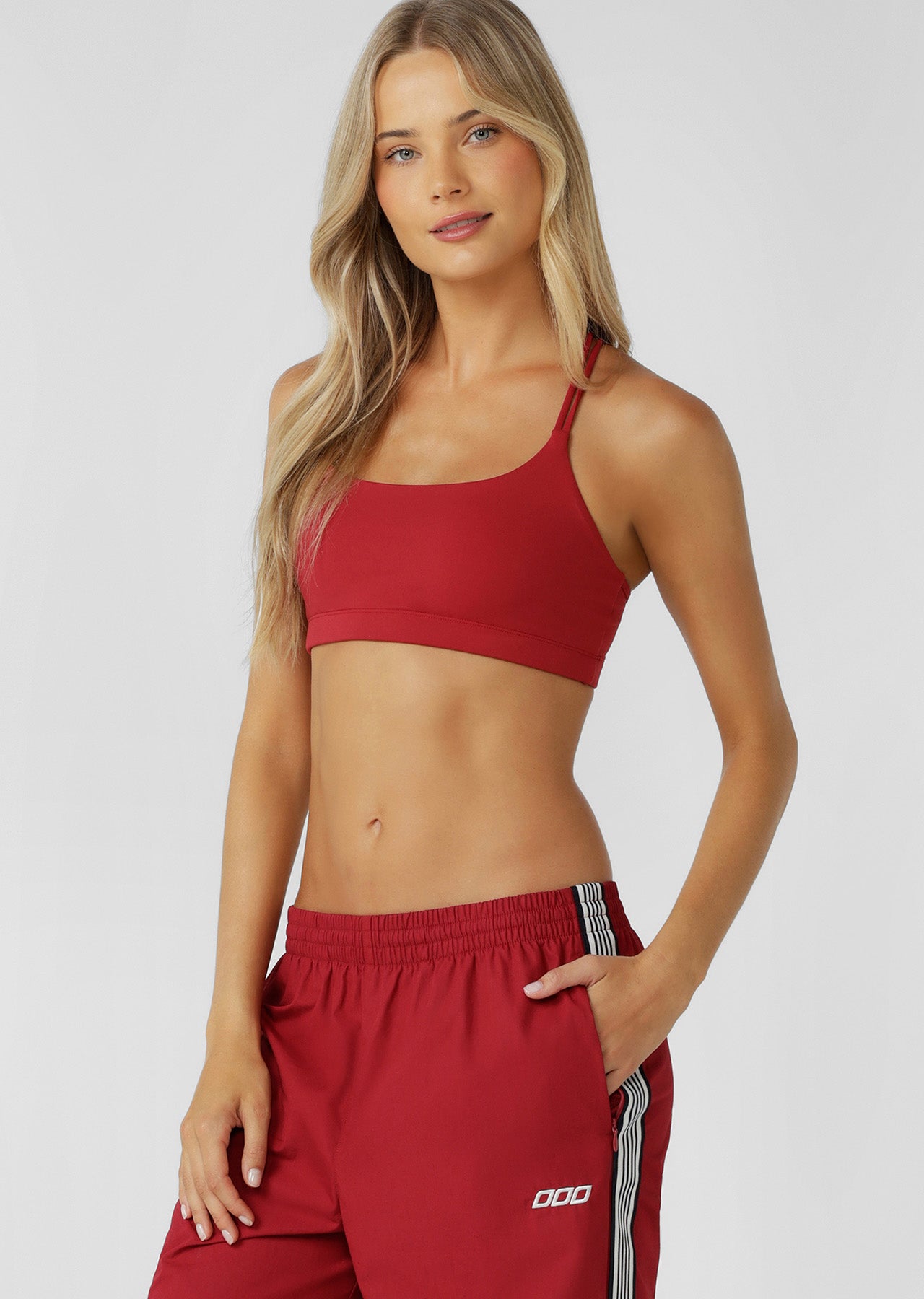 Lorna Jane Lotus Cropped Sports Bra - Dark Red
