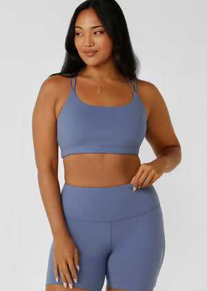 Lorna Jane Lotus Cropped Sports Bra - Misty Blue