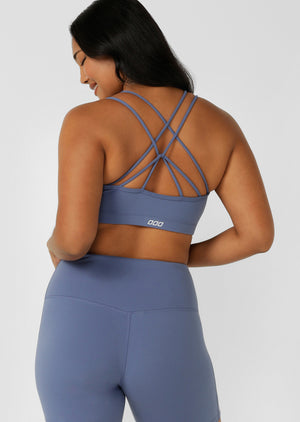 Lorna Jane Lotus Cropped Sports Bra - Misty Blue
