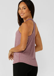 Lorna Jane Amy Dynamic Active Tank - Dark Rose Blush Marl