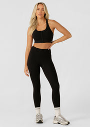 Lorna Jane Lotus No Chafe Phone Pocket Ankle Biter Leggings - Recycled Black
