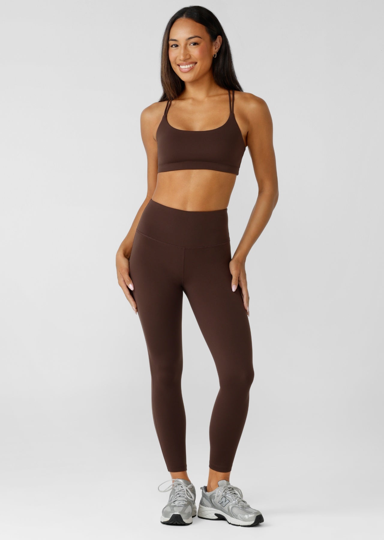Lorna Jane Lotus No Chafe Phone Pocket Ankle Biter Leggings - Espresso