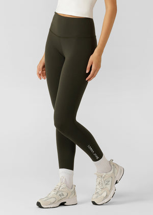 Lorna Jane Lotus No Chafe Phone Pocket Ankle Biter Leggings - Oil