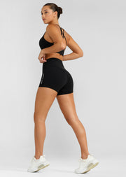 Lorna Jane Lotus No Chafe Phone Pocket 9cm Bike Shorts - Recycled Black