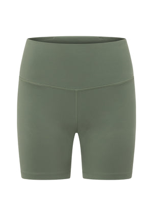 Lorna Jane Lotus No Chafe Phone Pocket 16cm Bike Shorts - Light Khaki