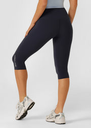 Lorna Jane Lotus No Chafe Phone Pocket 3/4 Leggings - Platinum Navy