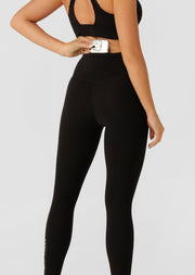 Lorna Jane Lotus No Chafe Phone Pocket Full Length Leggings - Recycled Black