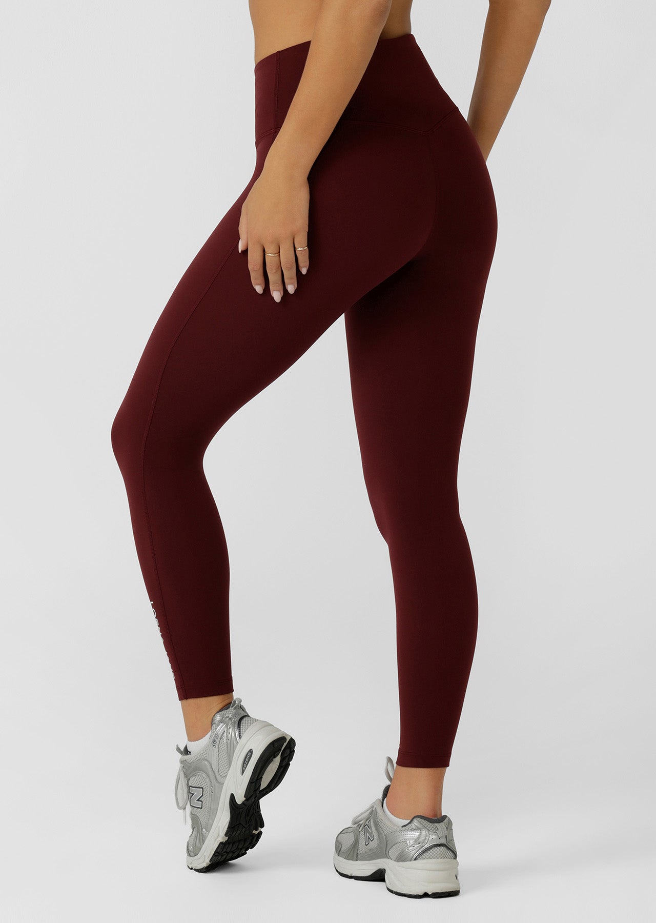 Lorna Jane Lotus No Chafe Phone Pocket Full Length Leggings - Dark Ruby