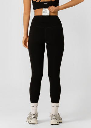 Lorna Jane Lotus Phone Pocket Ankle Biter Leggings - Recycled Black