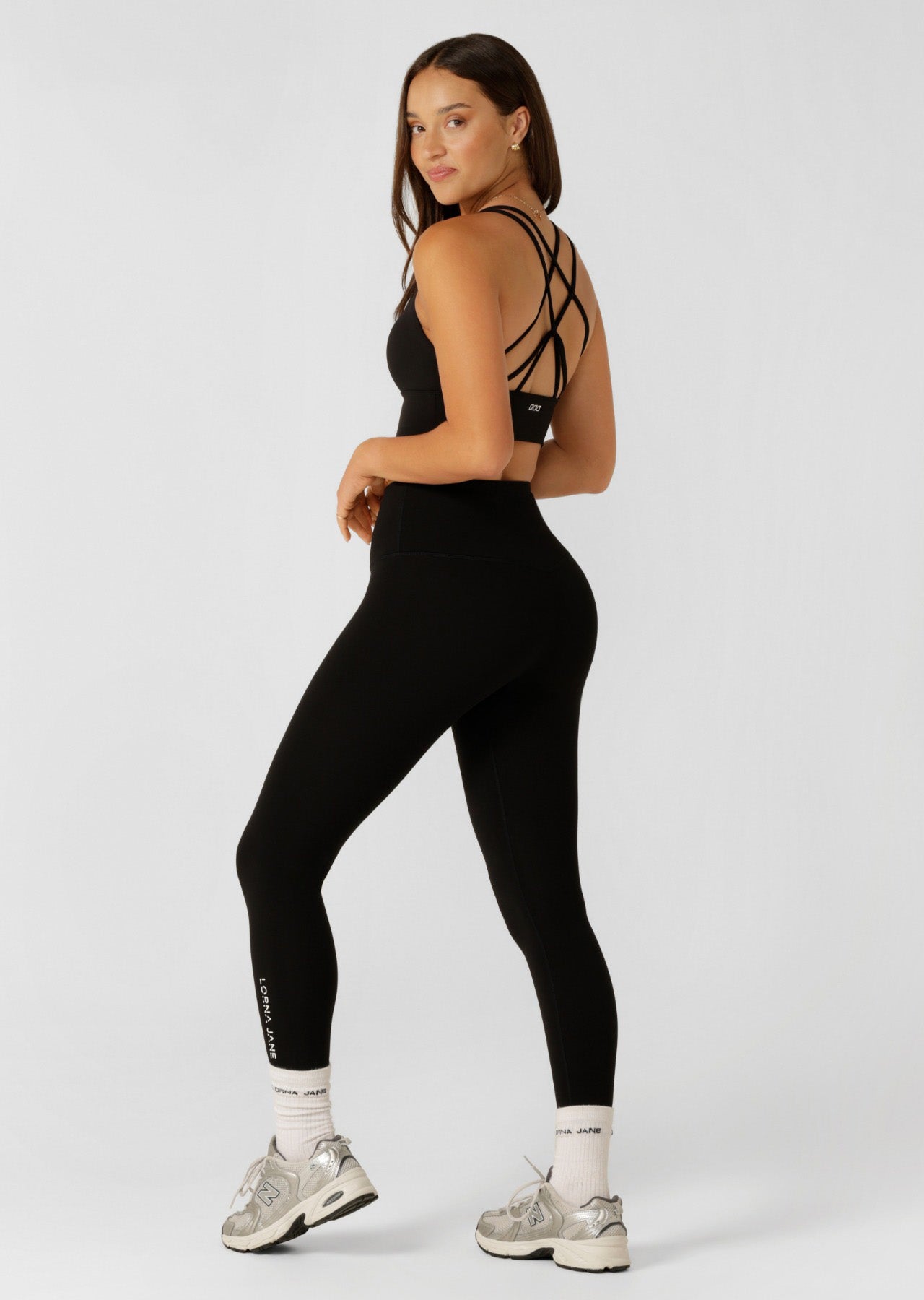 Lorna Jane Lotus Phone Pocket Ankle Biter Leggings - Recycled Black