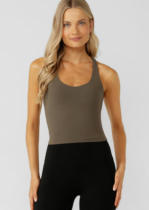 Lorna Jane Liberty Bra Tank Combo - Dark Khaki Haze