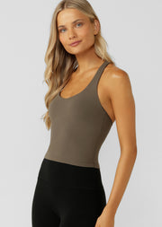 Lorna Jane Liberty Bra Tank Combo - Dark Khaki Haze