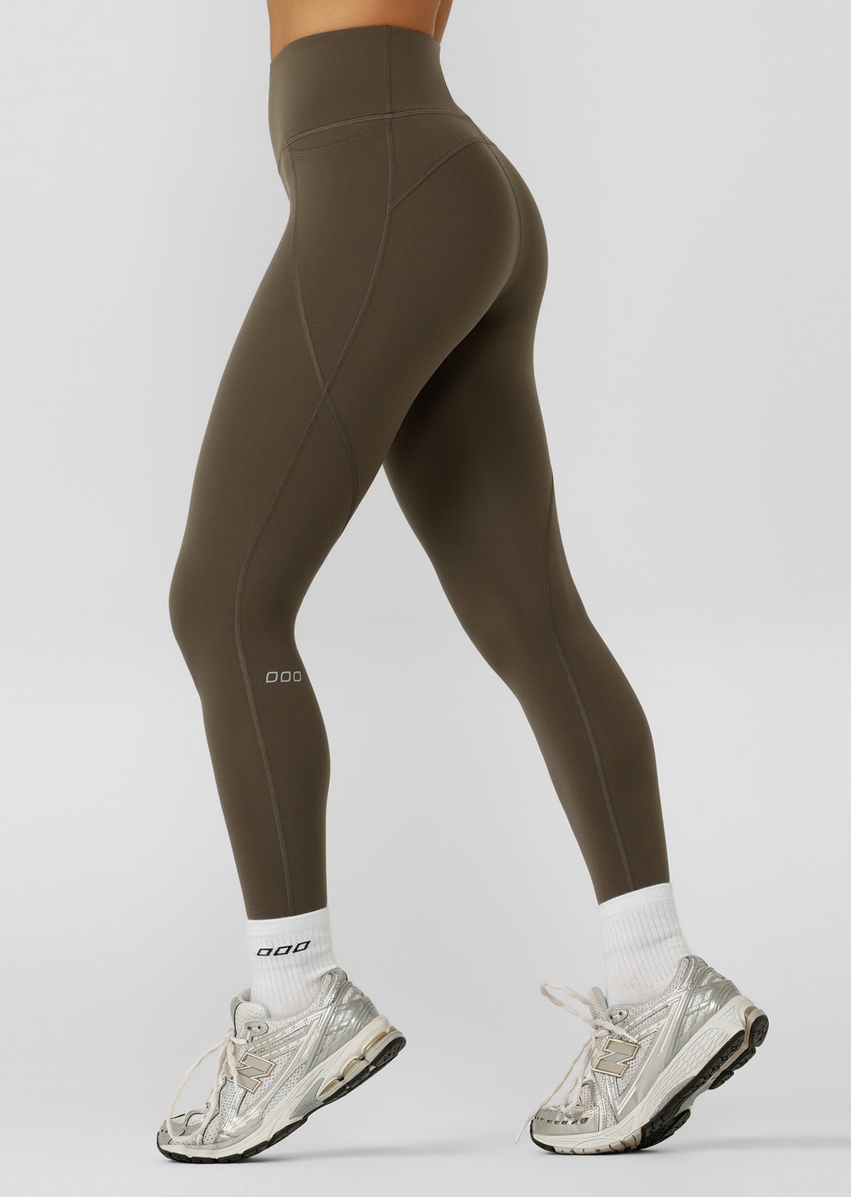 Lorna Jane Amy No Chafe Phone Pocket Full Length Leggings - Dark Khaki Haze