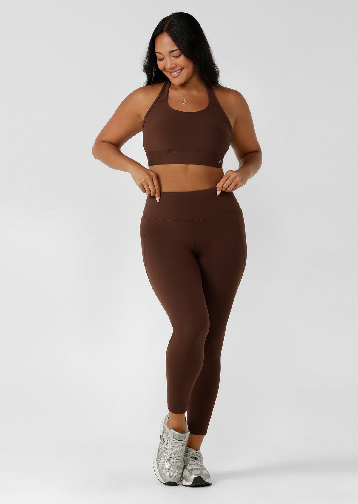 Lorna Jane Amy No Chafe Phone Pocket Full Length Leggings - Espresso