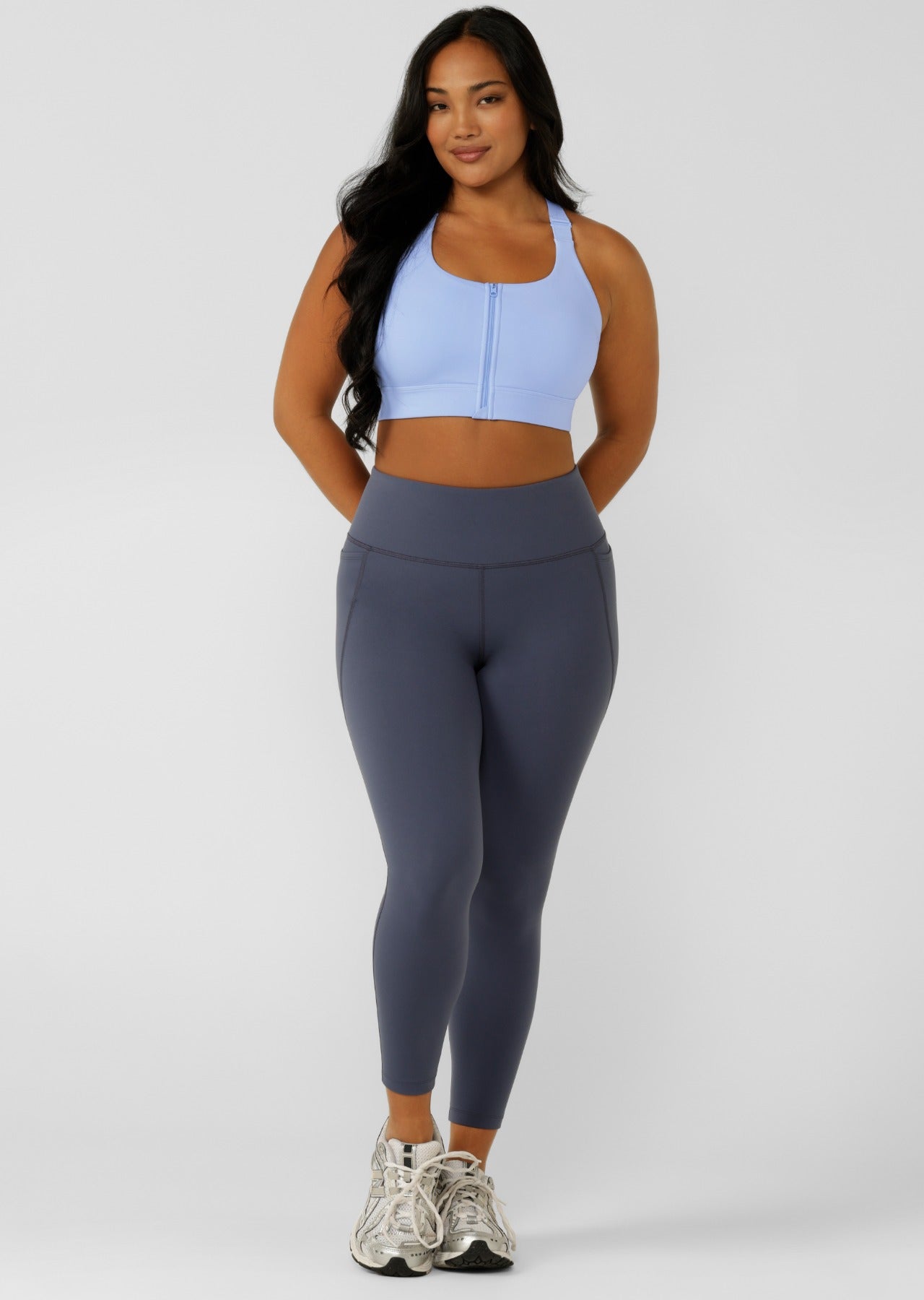 Lorna Jane Easy Zip On Max Support Sports Bra - Oxford Blue