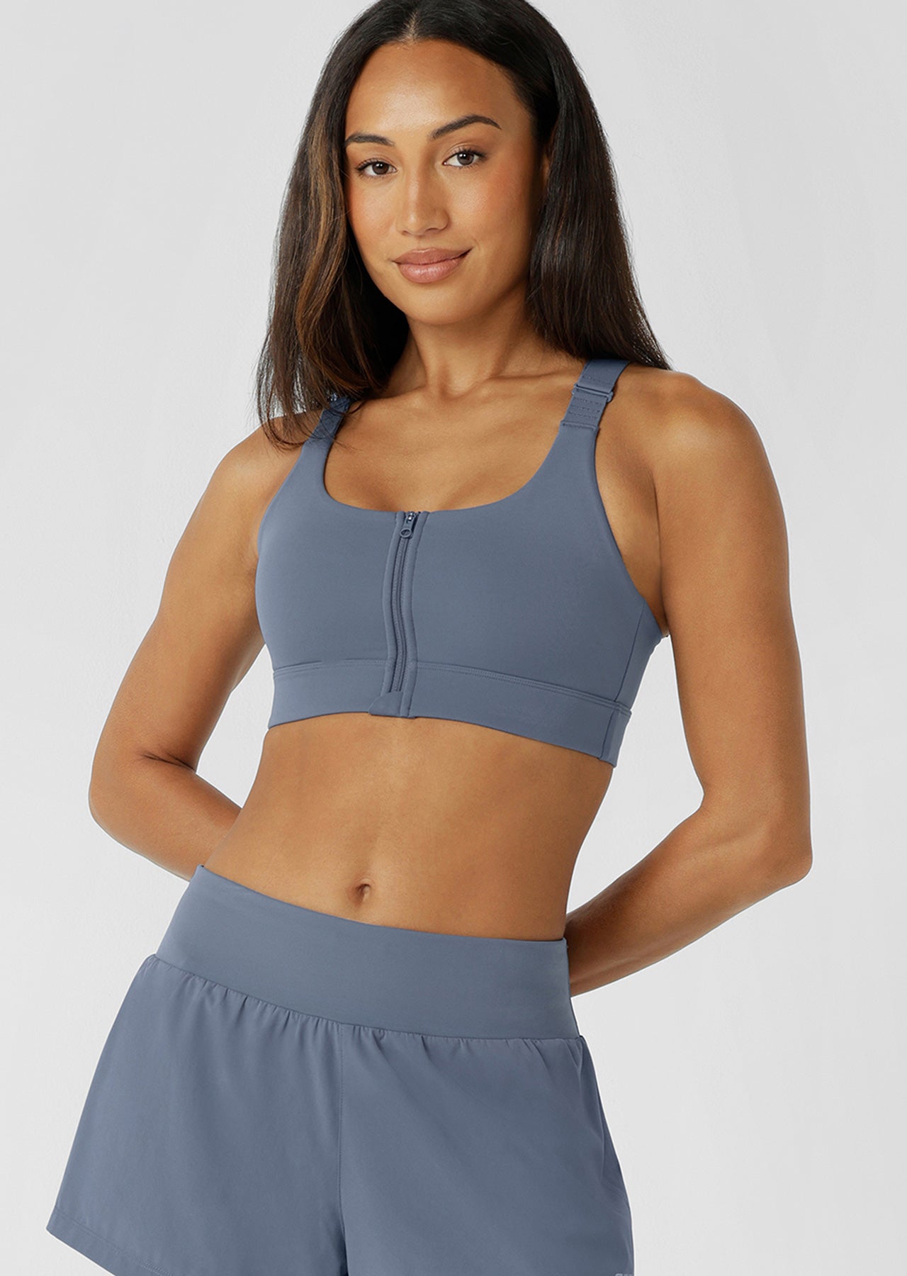 Lorna Jane Easy Zip On Max Support Sports Bra - Powder Grey