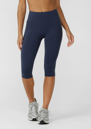 Lorna Jane Amy No Chafe Phone Pocket 3/4 Leggings - Platinum Navy