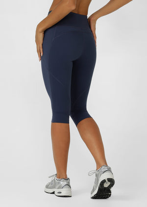 Lorna Jane Amy No Chafe Phone Pocket 3/4 Leggings - Platinum Navy
