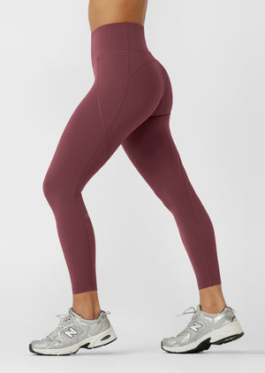 Lorna Jane Amy No Chafe Phone Pocket Ankle Biter Leggings - Dark Rose Blush