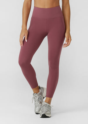 Lorna Jane Amy No Chafe Phone Pocket Ankle Biter Leggings - Dark Rose Blush