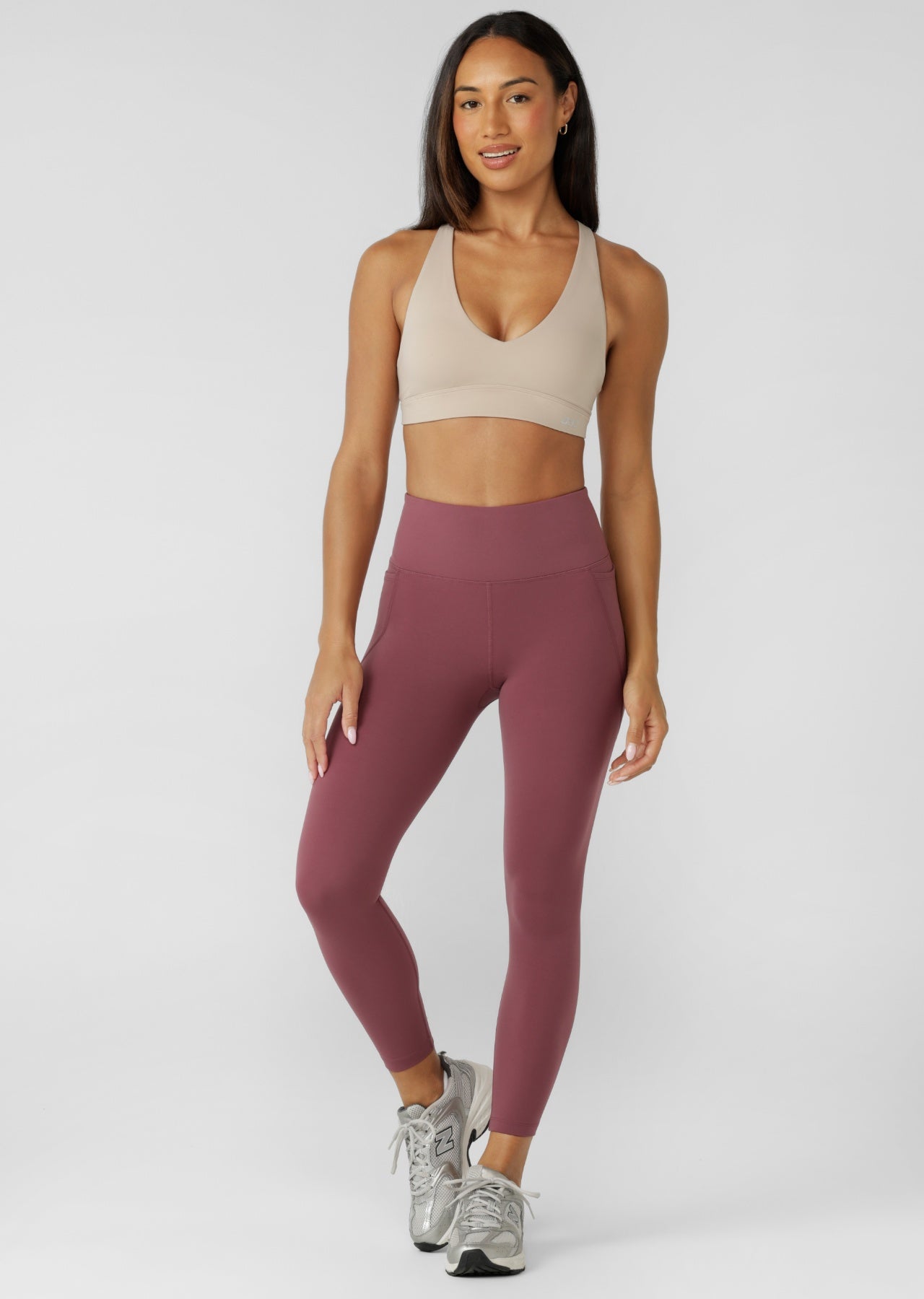 Lorna Jane Amy No Chafe Phone Pocket Ankle Biter Leggings - Dark Rose Blush