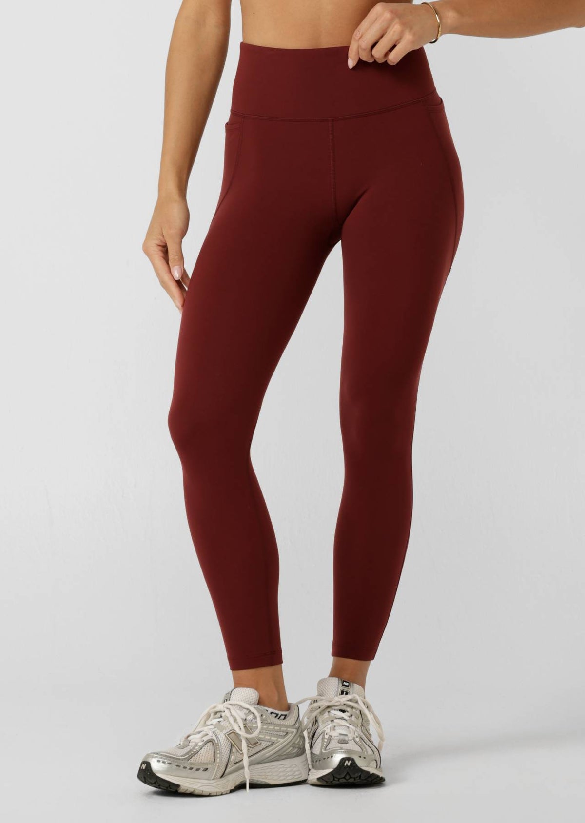 Lorna Jane Amy No Chafe Phone Pocket Ankle Biter Leggings - Dark Ruby