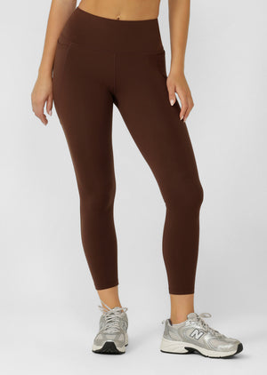 Lorna Jane Amy No Chafe Phone Pocket Ankle Biter Leggings - Espresso