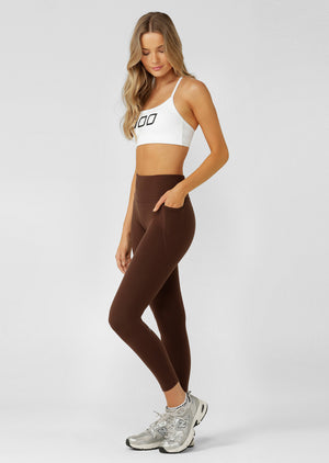 Lorna Jane Amy No Chafe Phone Pocket Ankle Biter Leggings - Espresso