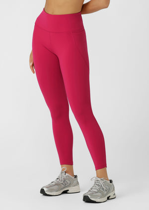 Lorna Jane Amy No Chafe Phone Pocket Ankle Biter Leggings - Raspberry
