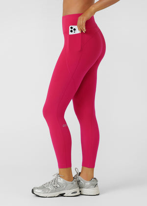Lorna Jane Amy No Chafe Phone Pocket Ankle Biter Leggings - Raspberry