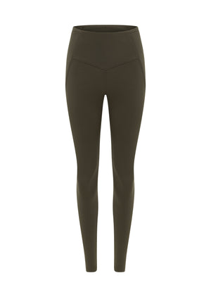 Lorna Jane Booty Lift And Support Pocket Full Length Leggings - Dark Khaki Haze