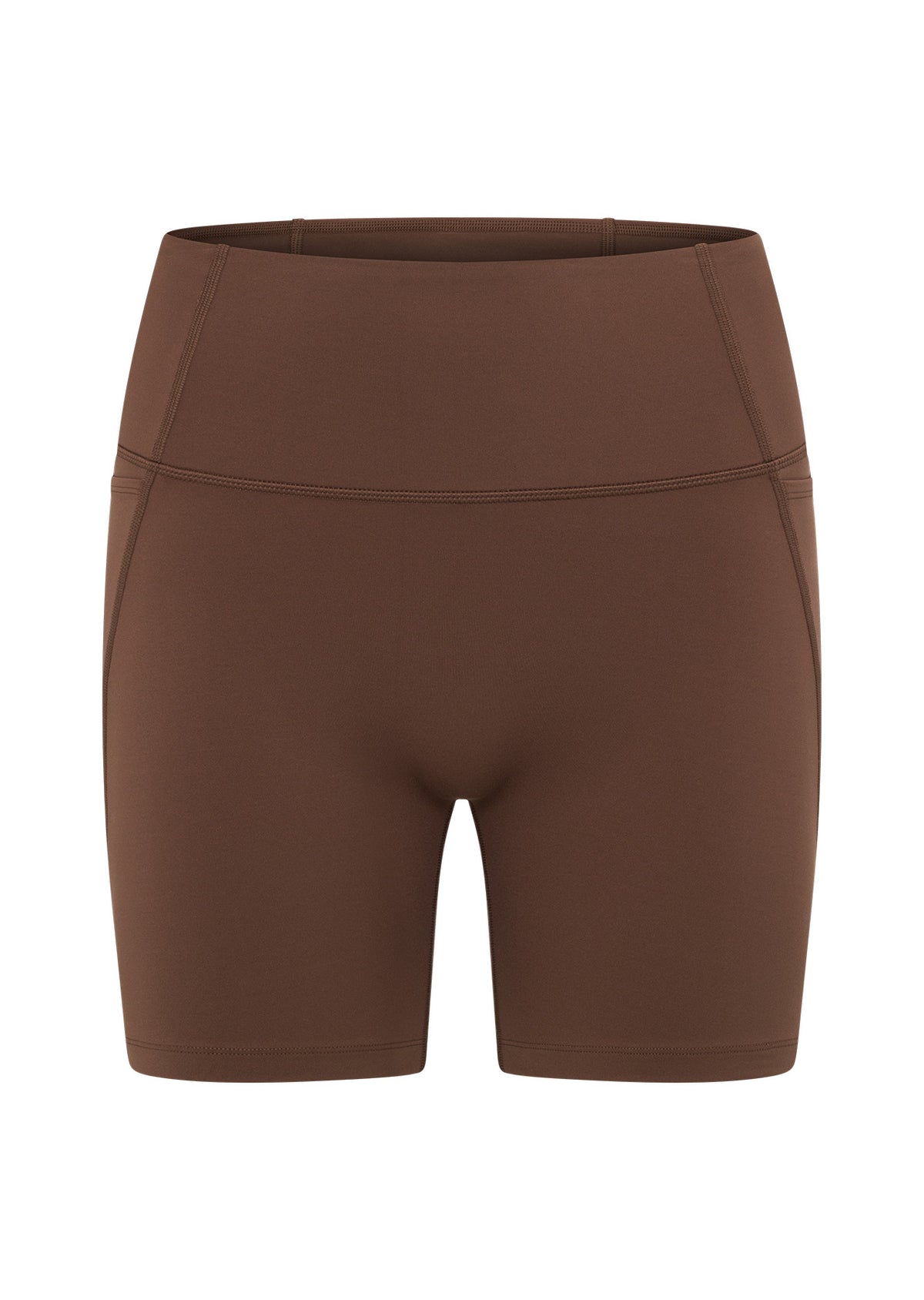Lorna Jane Hi-Fold No Ride Pocket Bike Shorts - Chocolate