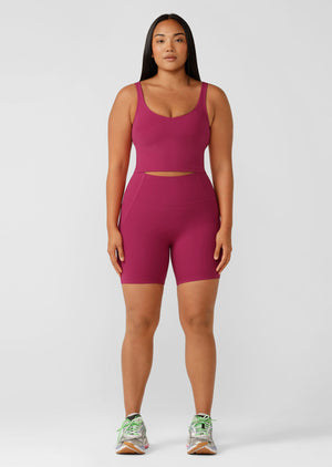 Lorna Jane Hi-Fold No Ride Pocket Bike Shorts - Persian Rose