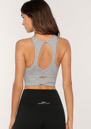 Lorna Jane Get Fit Sports Bra - Grey Marl Stripe