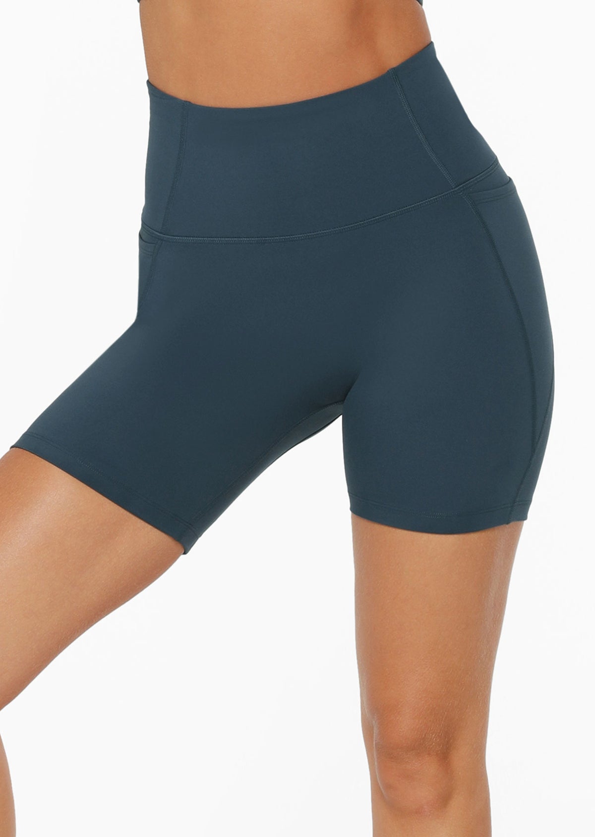 Lorna Jane Hi-Fold No Ride Recycled Ride Bike Shorts - Pale Indigo