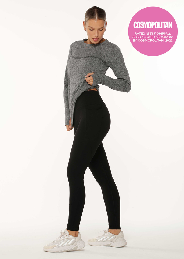 Thermal Leggings Ladies High Waist With Pockets Lined Sport Gym