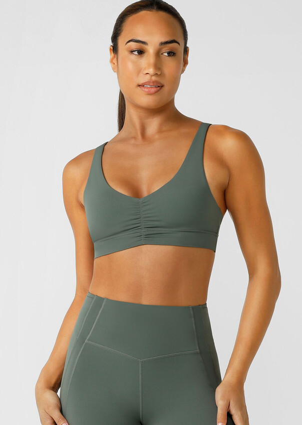 Athleta Contender Ancient Forest Leopard Pullover Sports Bra Small Mesh  #446803