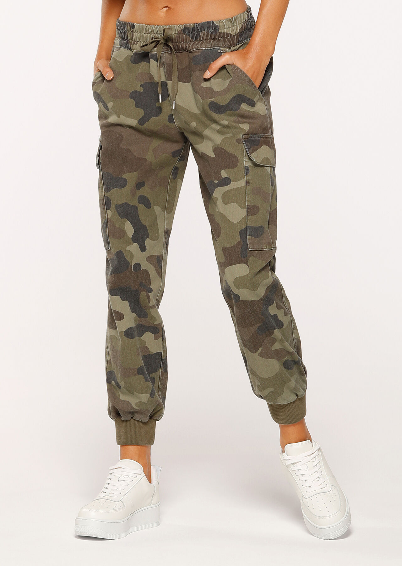 YOURS Curve Plus Size Green Camo Print Cargo Parachute Trousers | Yours  Clothing