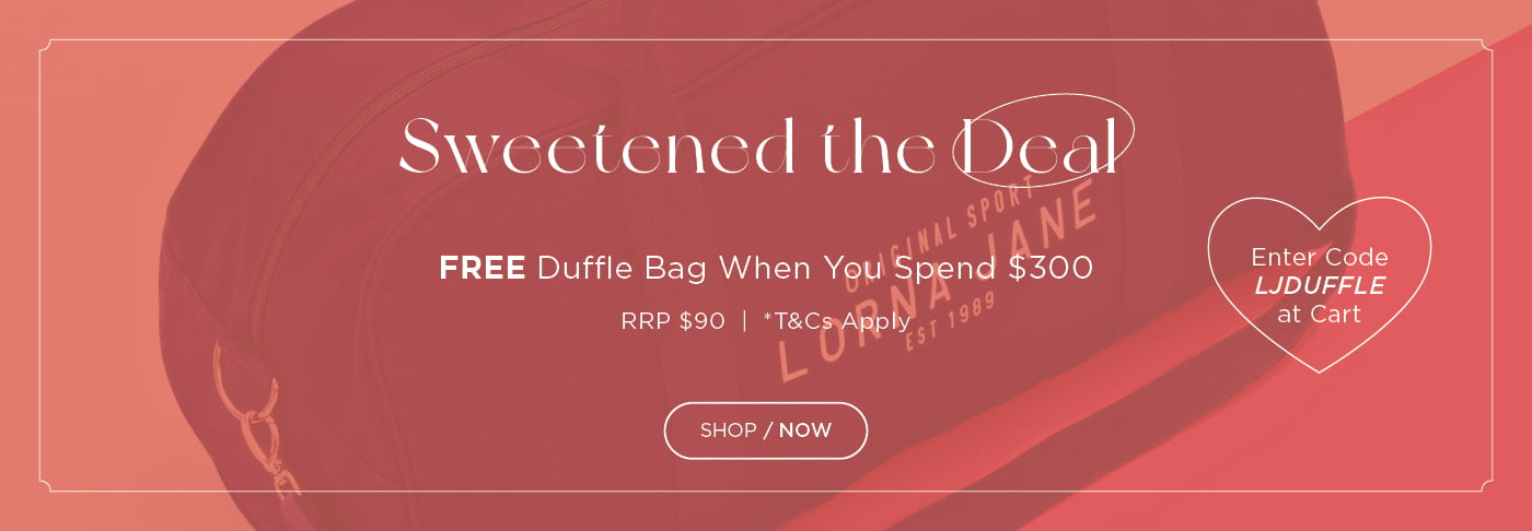Lorna Janes Valentines Free Duffle Bag Gift With Purchase when you spend $300