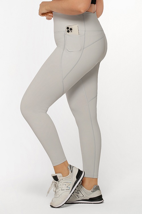 Light Grey thermal tights with Phone Pockets