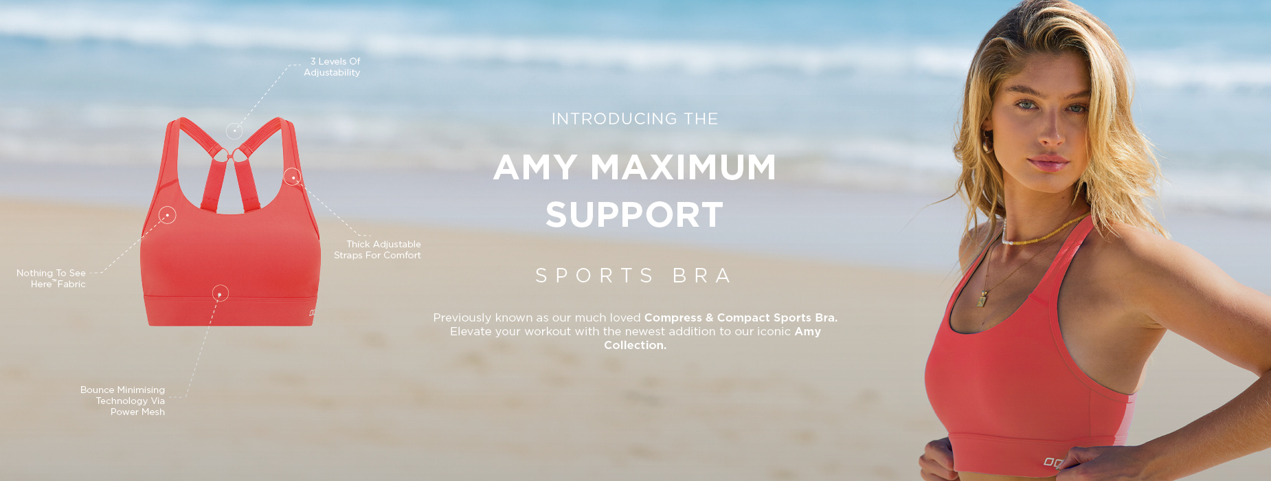 Introducing the Amy Maximum Support Sports Bra. Previously known as our much loved Amy Maximum Support Bra. Elevate your workout with the newest addition to our iconic Amy Collection.