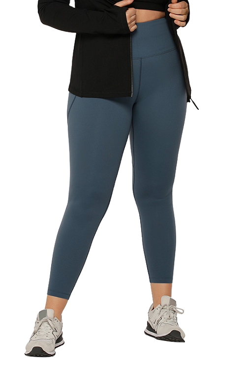 dusty blue thermal tights with phone pockets