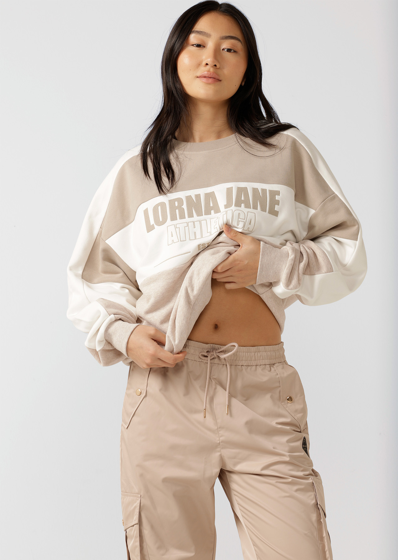 Lorna Jane Womens Tiebreaker Oversized Sweater Neutral XS
